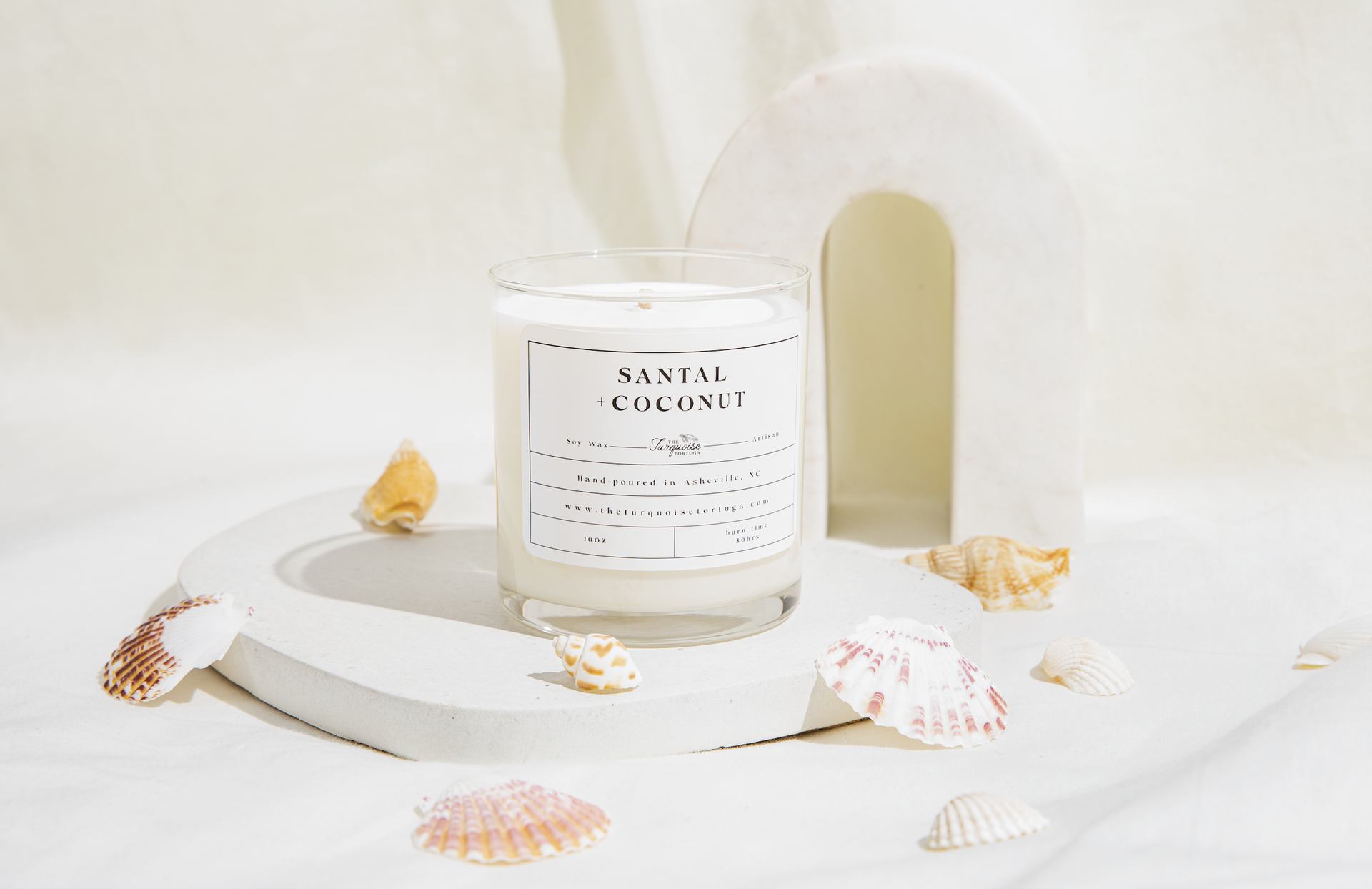 coconut water and palm leaf candle Santal + Coconut Candle – The Turquoise Tortuga